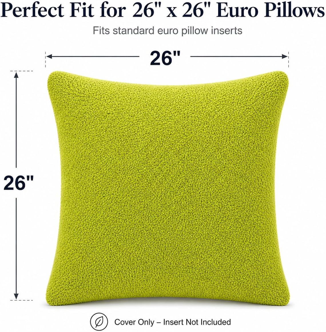 Reafort Sherpa Euro Sham Pillow Cover 26x26 Inch, Ultra Soft Plush Fluffy Decorative Throw Pillow Case with Hidden Zipper, Cozy Cushion Cov…