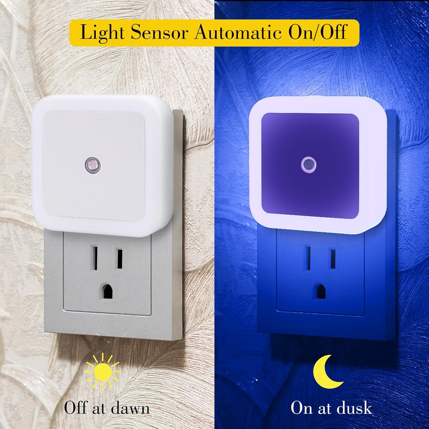 6 Pack Blue LED Night Light Plug in, Dusk to Dawn Sensor Automatic On and Off, Energy Efficient, Soft Glow Kids, Nursery, Bedroom…