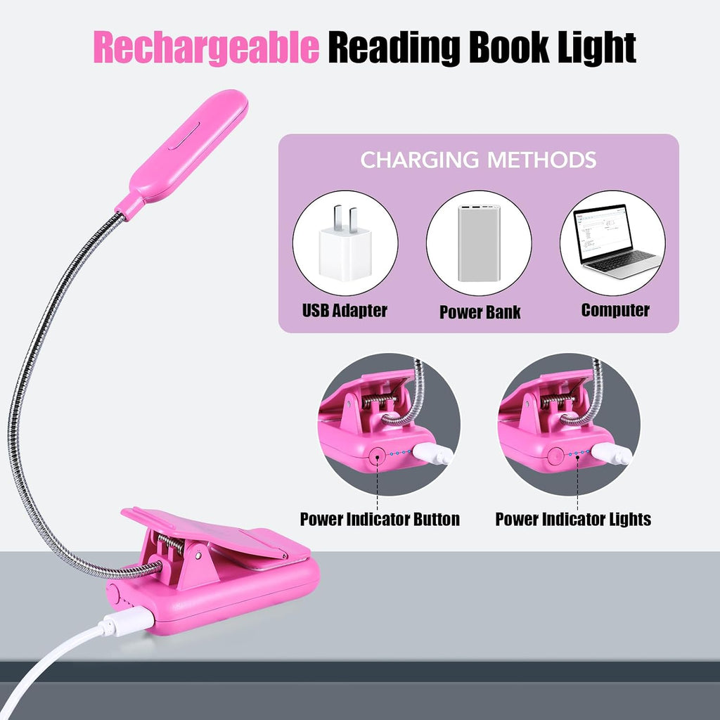Vavofo Rechargeable Book Light for Reading in Bed Kids, 7 LED Reading Light with 9-Level Warm Cool White Daylight, Eye comfort Lamp with…