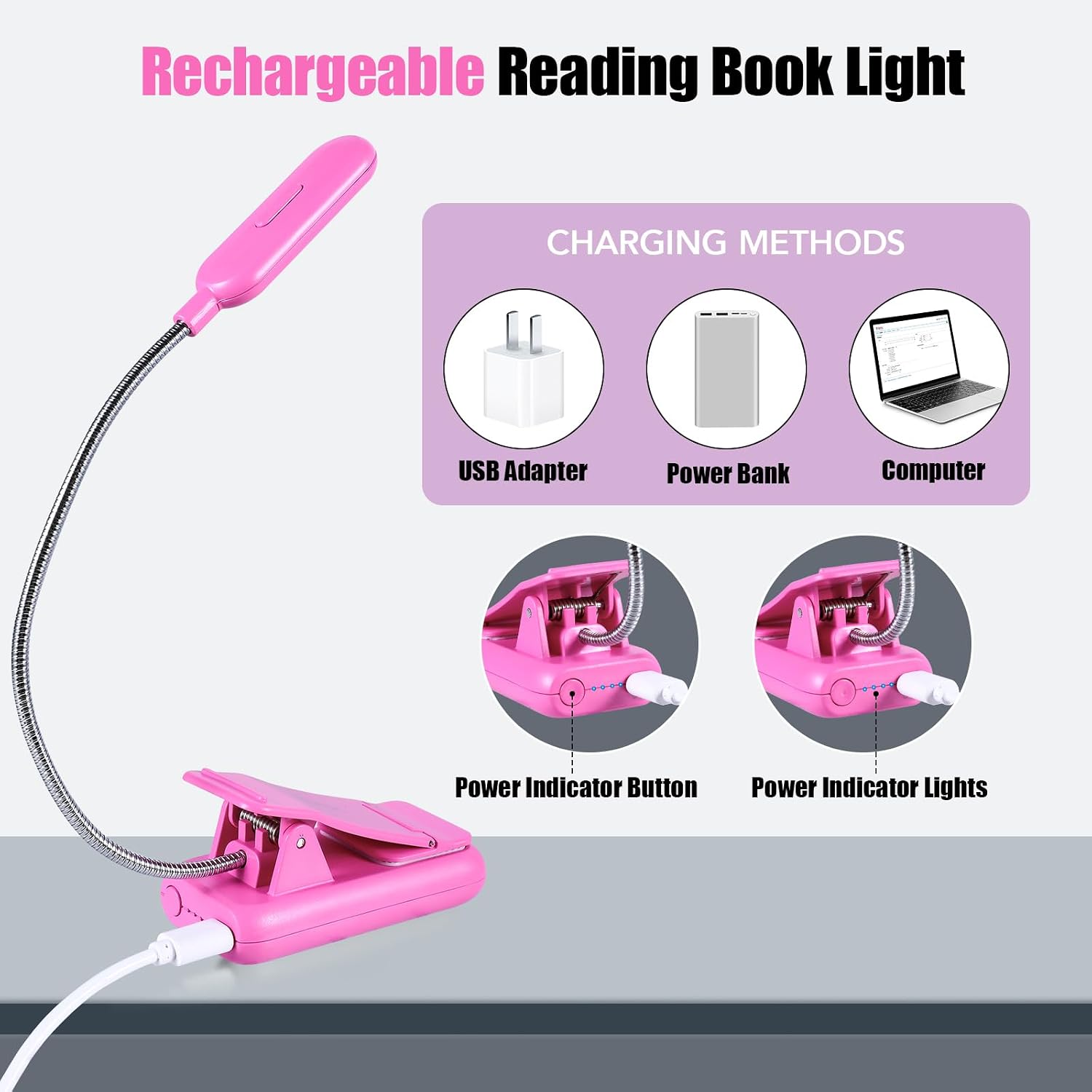 Vavofo Rechargeable Book Light for Reading in Bed Kids, 7 LED Reading Light with 9-Level Warm Cool White Daylight, Eye comfort Lamp with…