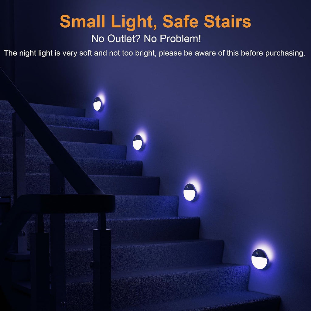 YUNLEX 2 Pack Blue Battery Night Light, Motion Activated Stick on Lights, 2.6" Small Travel Night Light, 3 Light Modes, Very Dim…