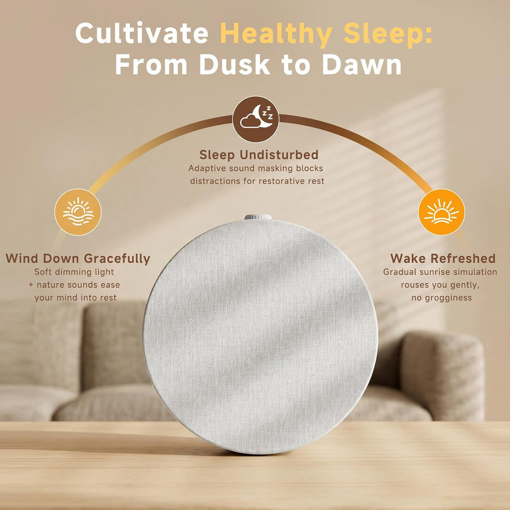 Geuuap Sunrise Alarm Clock White Noise Machine | Natural Wake-Up Light for Bedroom with 30 Soothing Sleep Aids, Bluetooth Speaker…
