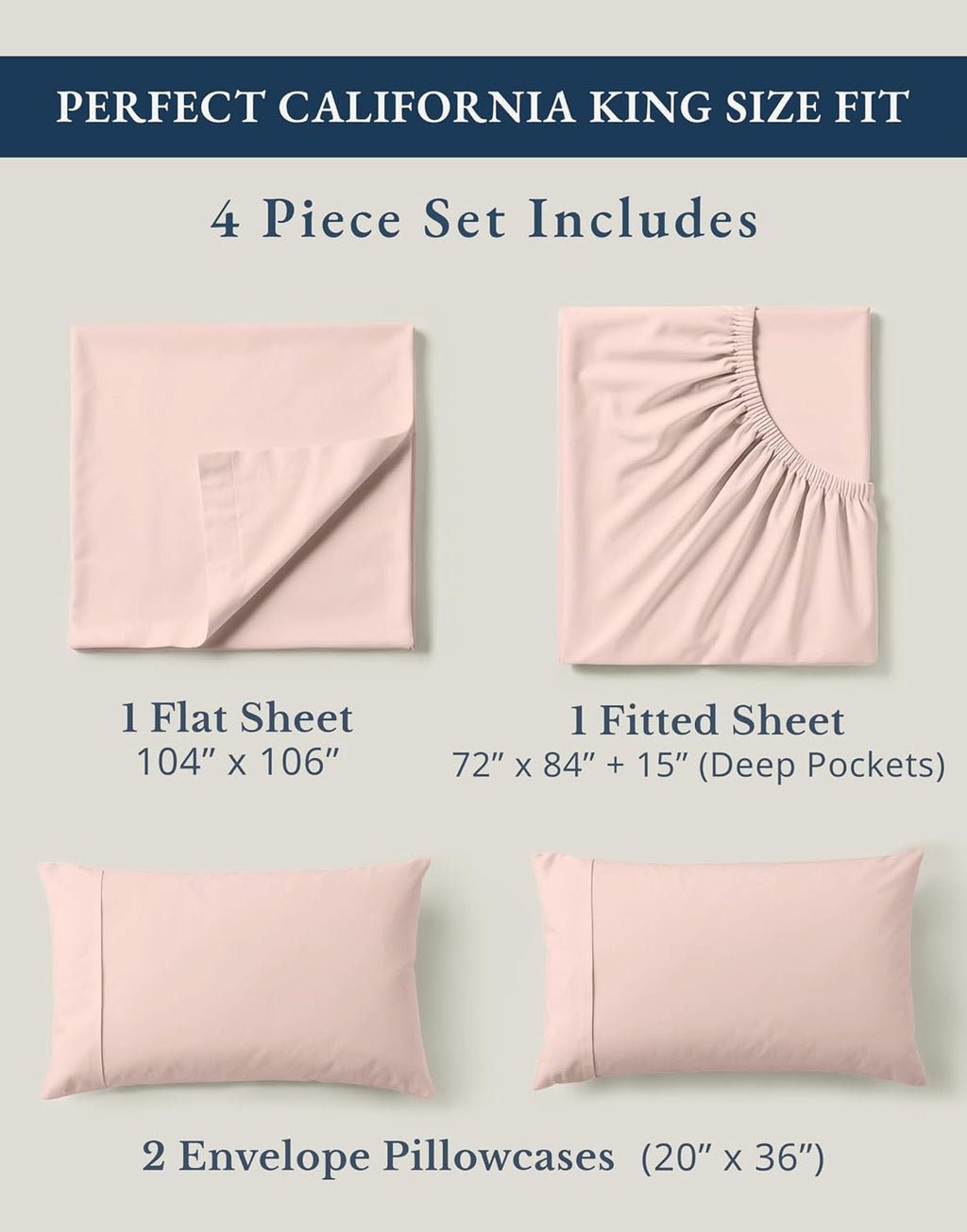 LaneLinen LANE LINEN 100% Organic Cotton Fully Elasticized California King Sheet Set, Low Pilling Fade Resistant Machine Washable Naturally…