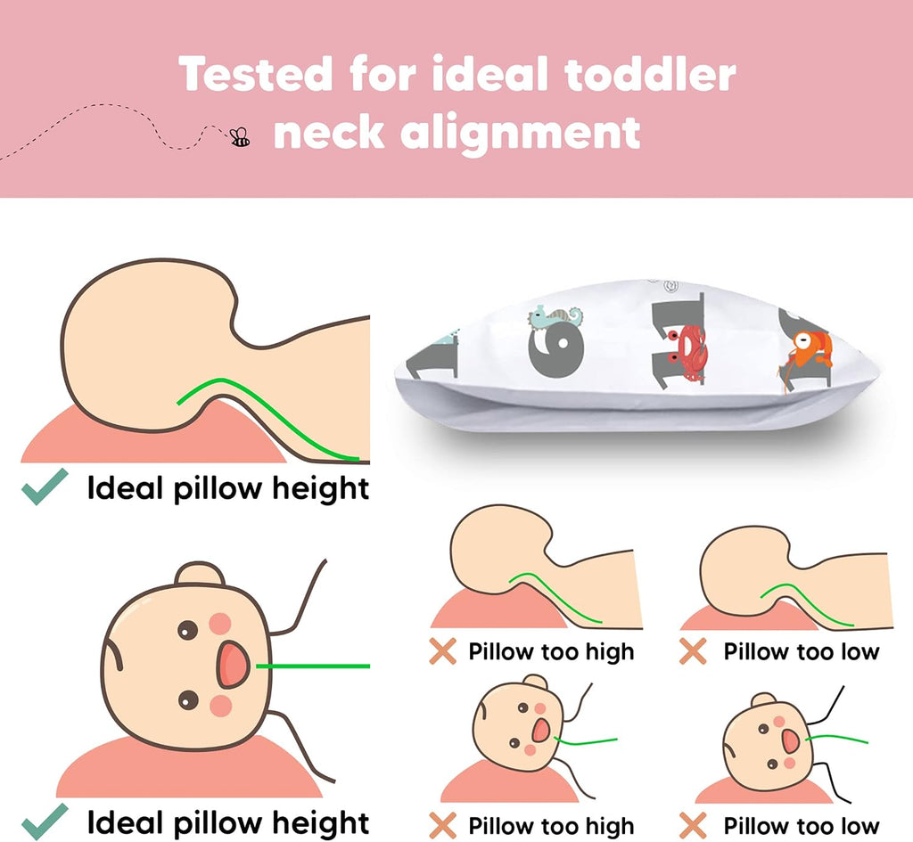 Toddler Pillow with Pillowcase - 13x18 My Little Dreamy Kids Travel Bed Pillows for Sleeping, Organic Cotton Small Pillowcase, Soft &…