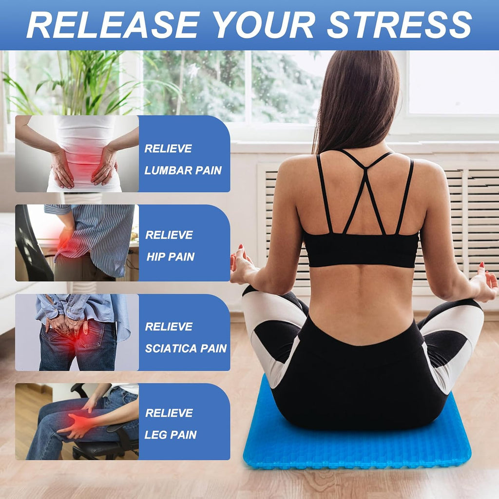 Gel Seat Cushion for Long Sitting-Two Sizes Gel Cushion(Thick&Large)19"x17.5"x2.8"/38"x17.5"x1.4"(Fold/Expand), Pressure Relief Cushion…