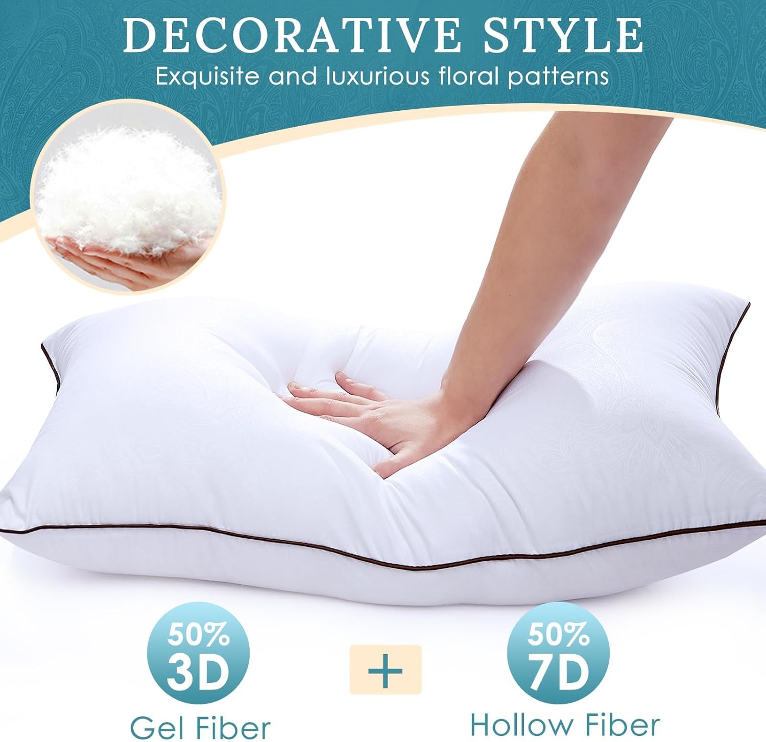 Huxmeyson King Size Pillows Set of 2, Luxury Hotel Bed Pillows Set with Down Alternative Filling for Side and Back Sleepers 2 Pack White