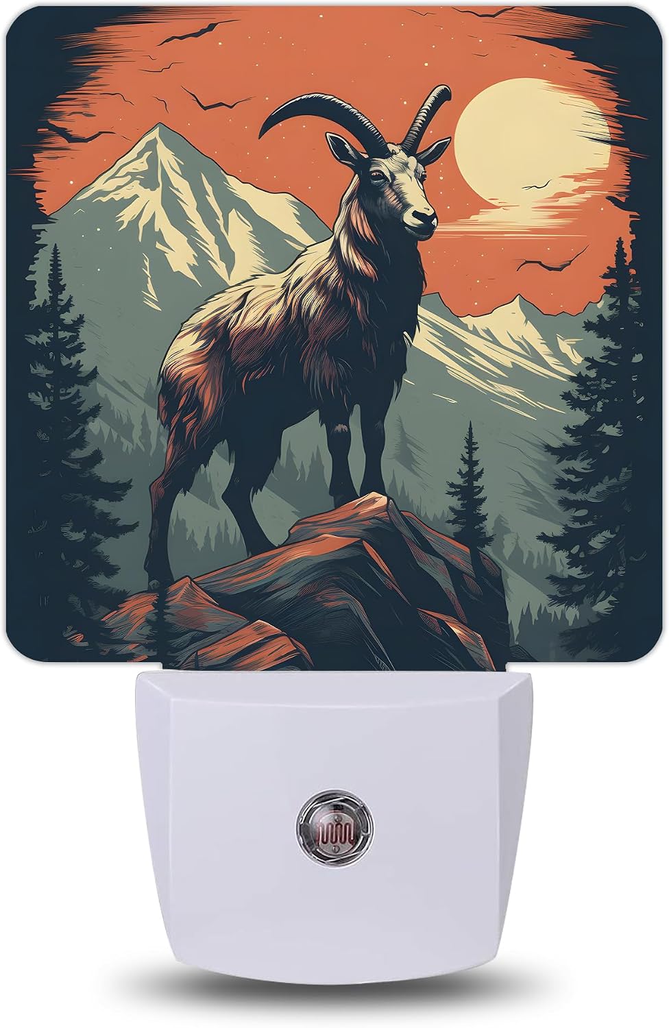 Mountain Goat Sunset Night Lights Plug into Wall, Night Light with Dusk to Dawn Sensor for Bedroom Bathroom Kitchen Hallway Stairs…