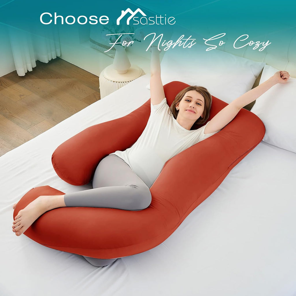 Sasttie Pregnancy Pillows for Sleeping, U Shaped Cooling Full Body Pillow with Removable Cover, Pregnant Women Must Haves, Maternity Essent…