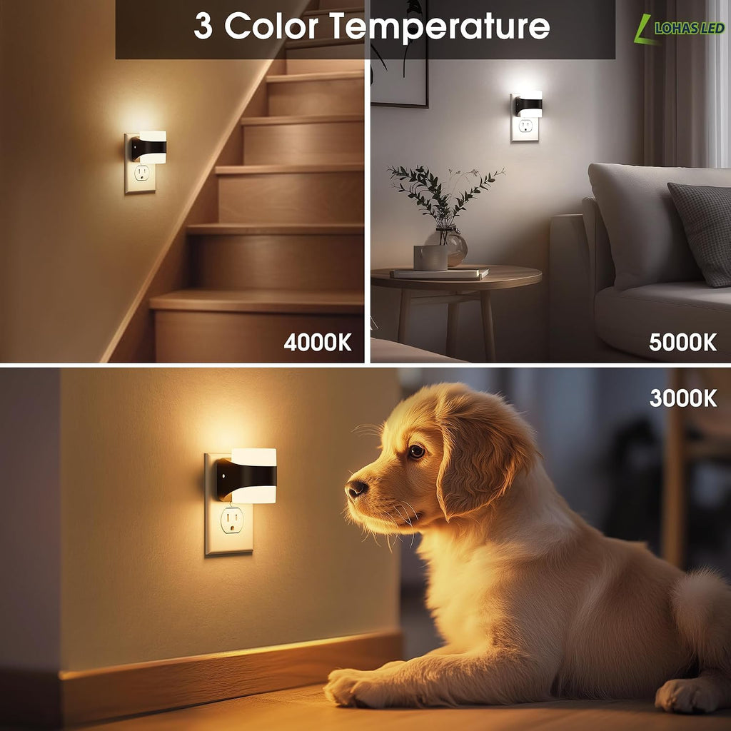 L LOHAS LED Night Lights Plug into Wall with 3CCT Adjustable (3000K/4000K/5000K), 3 Level Dimmable Night Light, 1W Low Power Nightlight…