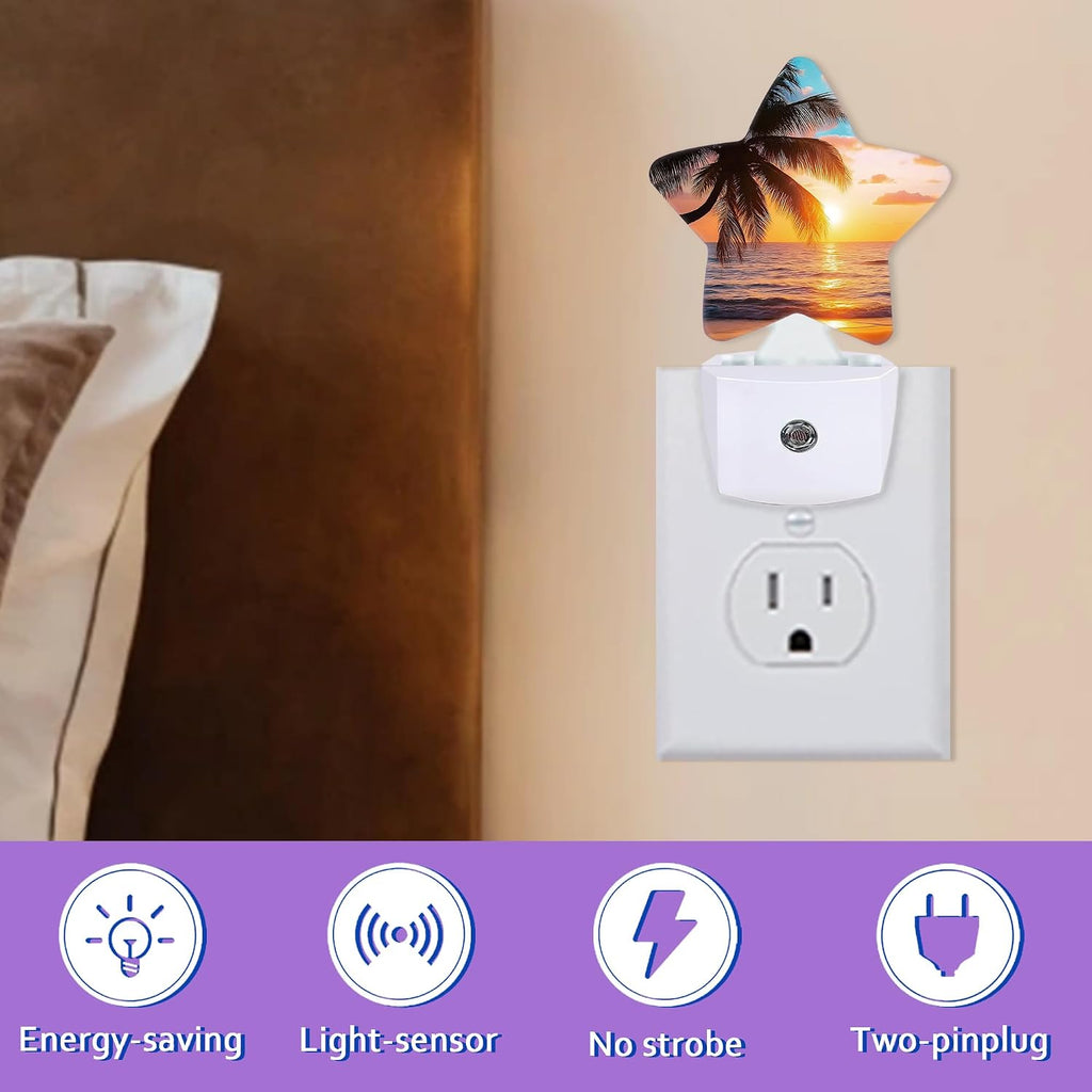 Tropical Palm Tree Night Lights Plug Into Wall Decorative, Summer Beach Ocean Sleep Friendly Lamp, Energy Efficient Dusk-to-Dawn Sensor…