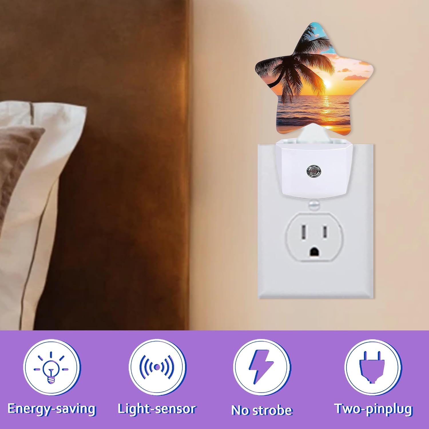 Tropical Palm Tree Night Lights Plug Into Wall Decorative, Summer Beach Ocean Sleep Friendly Lamp, Energy Efficient Dusk-to-Dawn Sensor…
