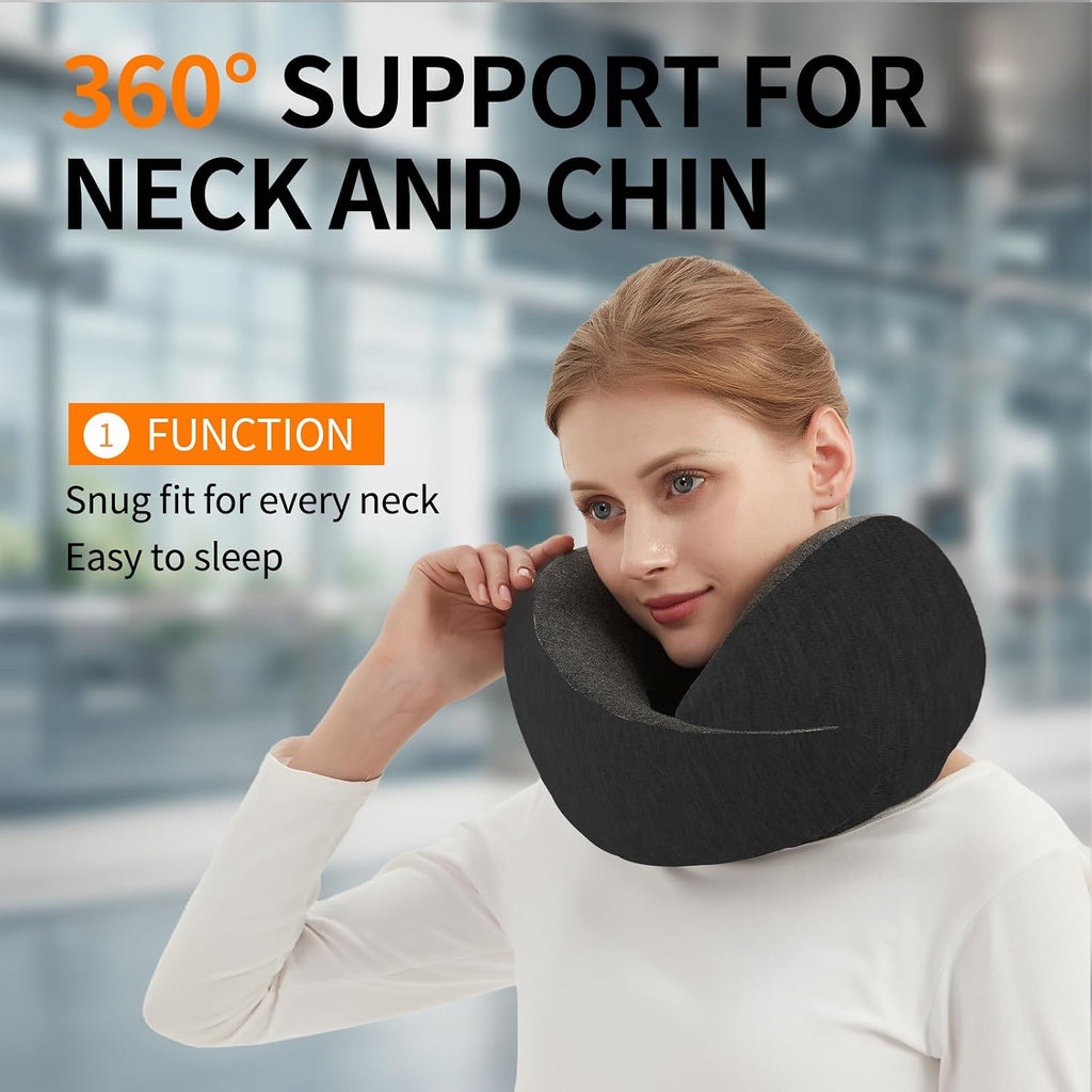 RKADIR Travel Neck Pillow Airplane, Memory Foam Travel Pillows for Comfort on Sleeper Hold Compact and Ergonomic Design for Travelin…
