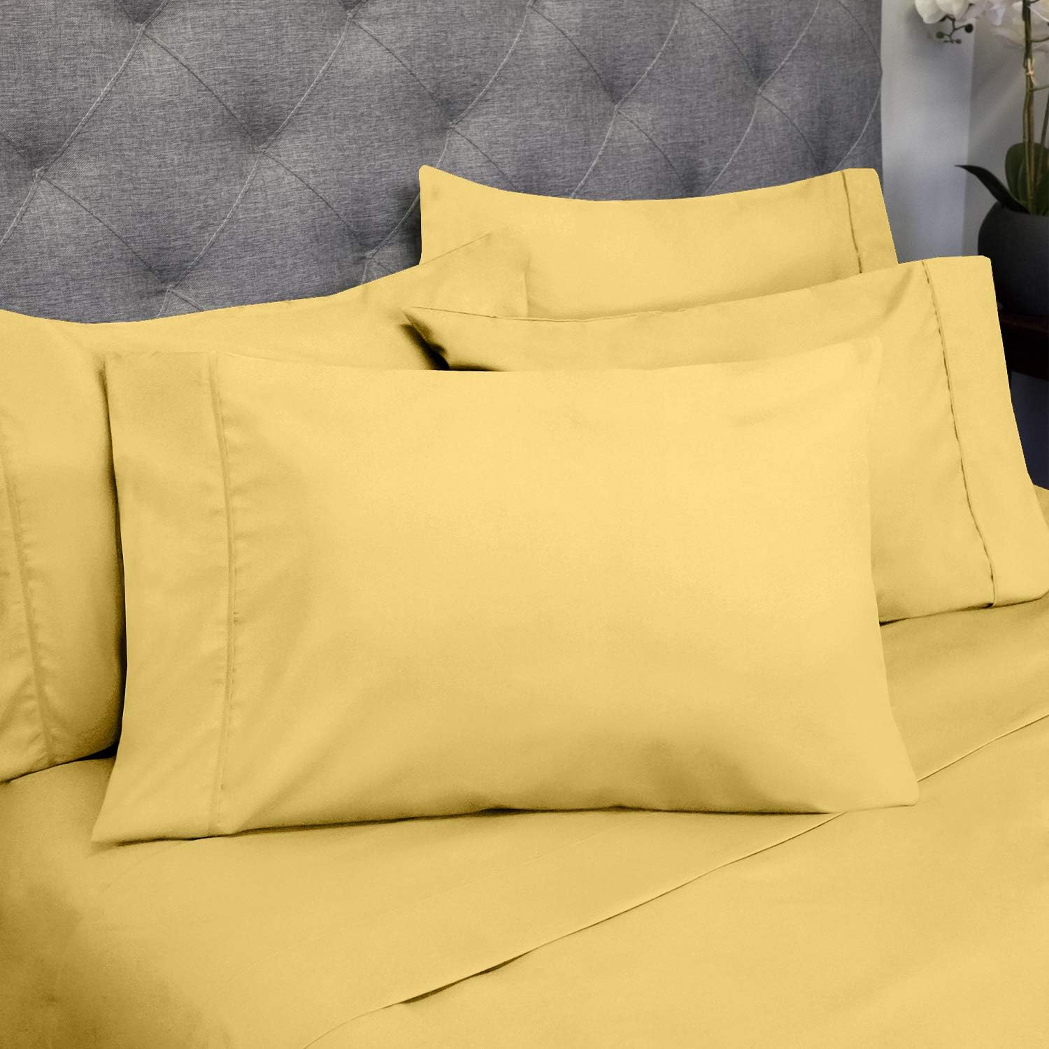 SweetHomeCollection Sweet Home Collection Quality Deep Pocket Bed Sheet Set - 2 Extra Pillow Cases, Value, Twin XL, Yellow, 4 Piece (Pack o…