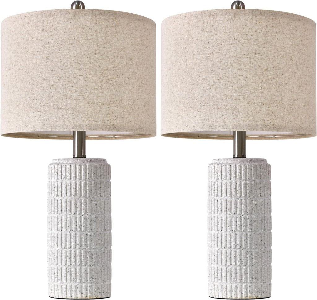 PoKat 23" Table Lamp, Farmhouse Bedside Lamps for Bedroom Set of 2, Ceramic End Table Lamps for Living Room, Traditional Nightstand Desk…