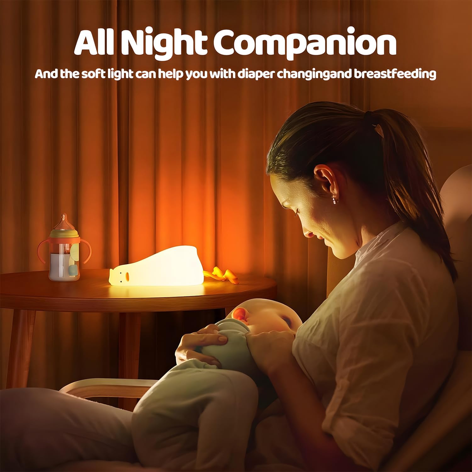 Rytinazzz Silicone Night Light for Kids, 50H Long Battery Duck Lamp (Lying), Gift for Kids, Soft Dimmable Bedside Light, Rechargeable Tap…