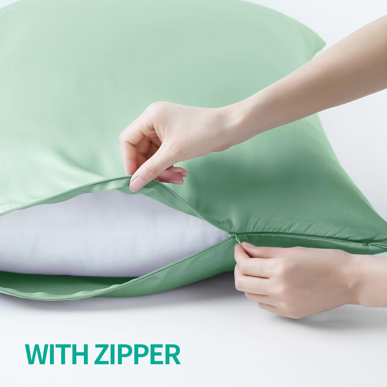 Bamboo Viscose Zippered Pillow Cases Queen Size Set of 2, 400 Thread Count Cooling Pillow Protectors for Hot Sleepers, Luxurious Hotel…