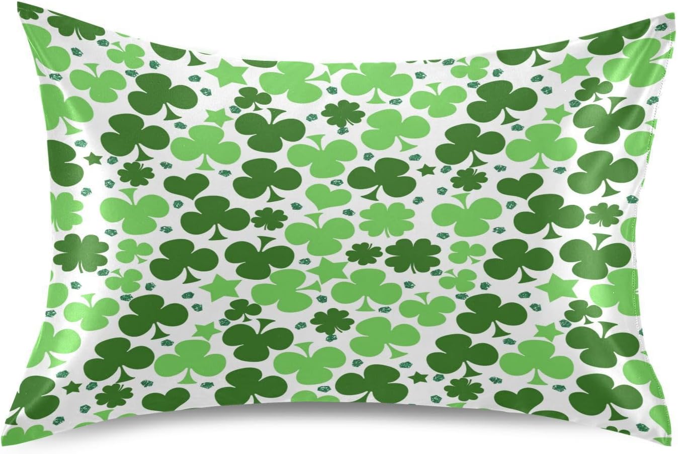 YETTASBIN St. Patrick's Day Clover Satin Pillowcase, Soft Breathable Silk Pillow Case with Envelope Closure for Hair and Skin, Standard…