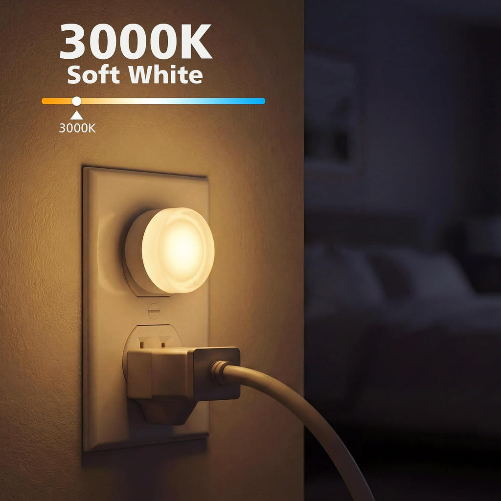 Plug in Night Light 2-Pack, LED Night Lights Plug into Wall with Dusk to Dawn Light Sensor, Acrylic Nightlight, Soft White 3000K, Auto…