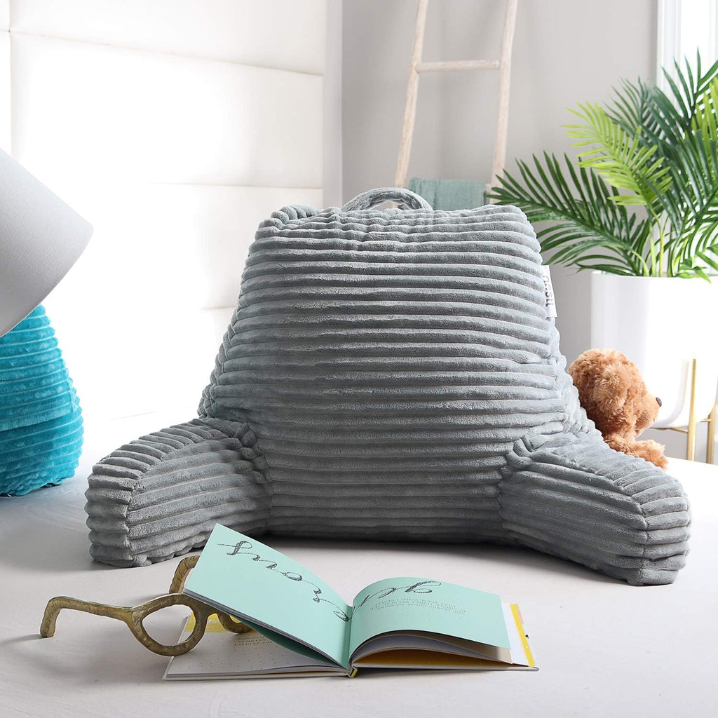 Nestl Reading Pillow with Shredded Memory Foam, Luxe Cut Plush Back Pillow for Sitting Up in Bed, Back and Arms Adjustable Support for…