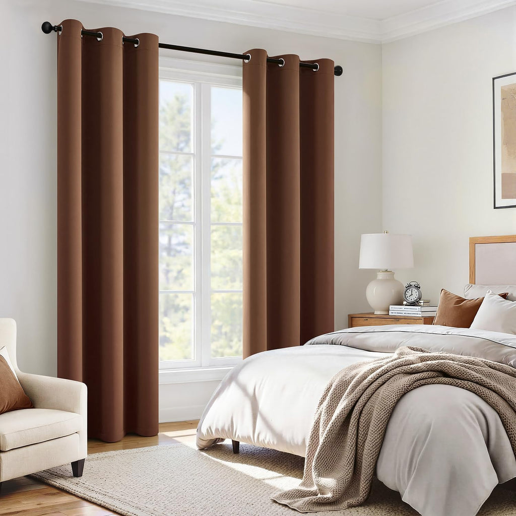 Miulee 100% Blackout Curtains for Bedroom 96 Inch Long, 2 Thick Layers Thermal Insulated Black Out Window Curtains with Black Liner, Gromme…
