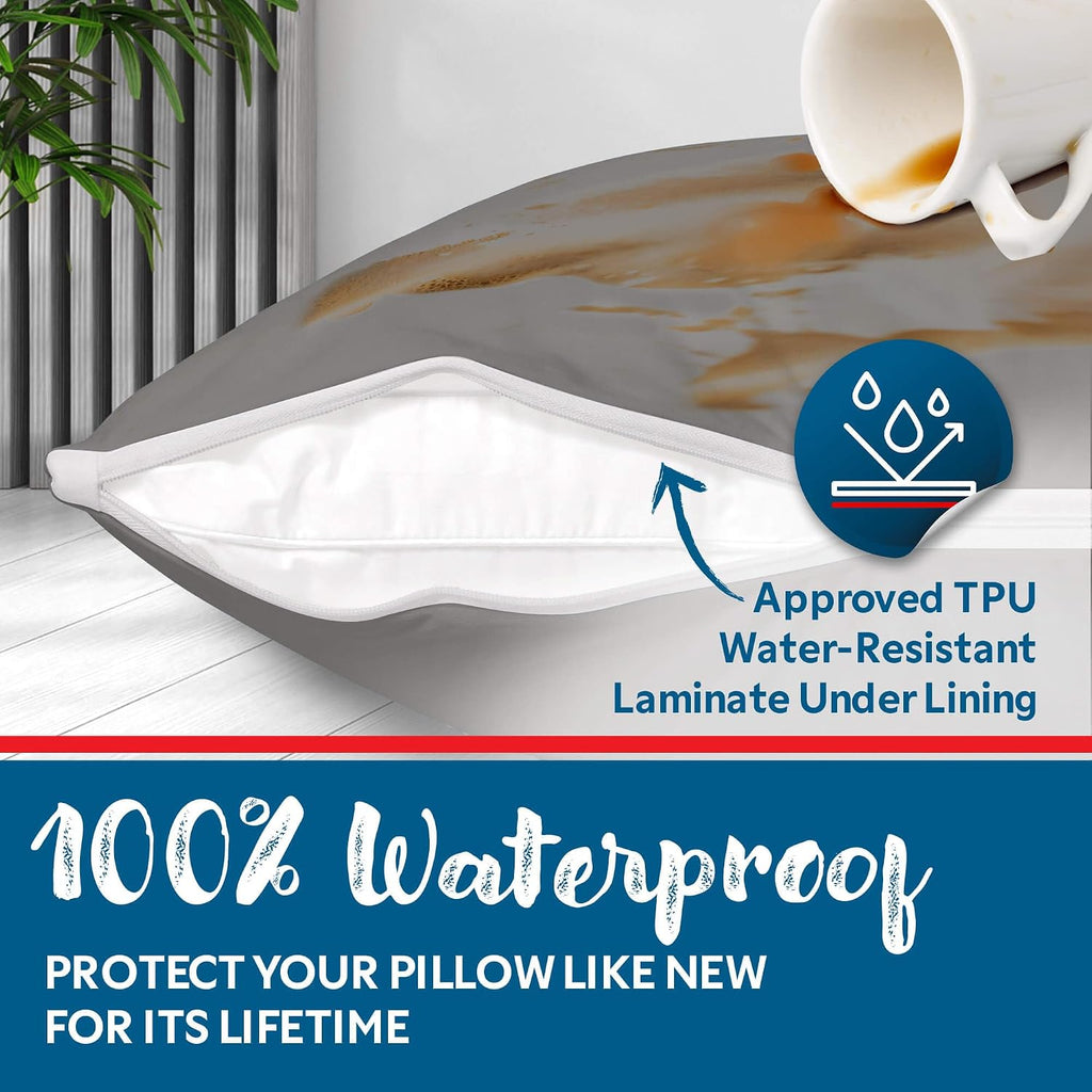 Guardmax Jersey Knitted Pillow Protector with Zipper Body Size - 100% Waterproof, Bed Bug Proof, Dust Mite Proof, & Hypoallergenic Pillow C…