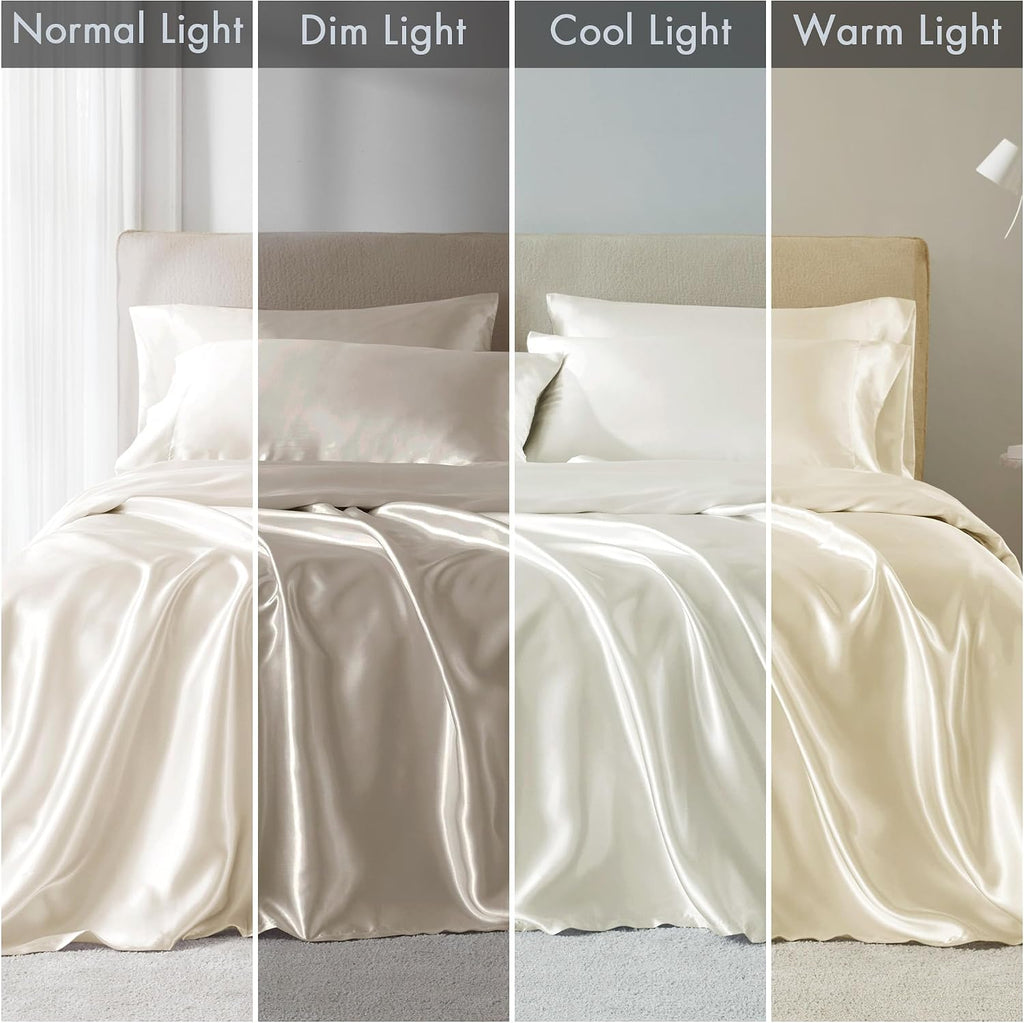 Madisonpark Madison Park Essentials Satin Sheet Set Luxury and Silky with Natural Sheen, Elastic 14" Pocket fits up to 16" Mattress, All Ar…