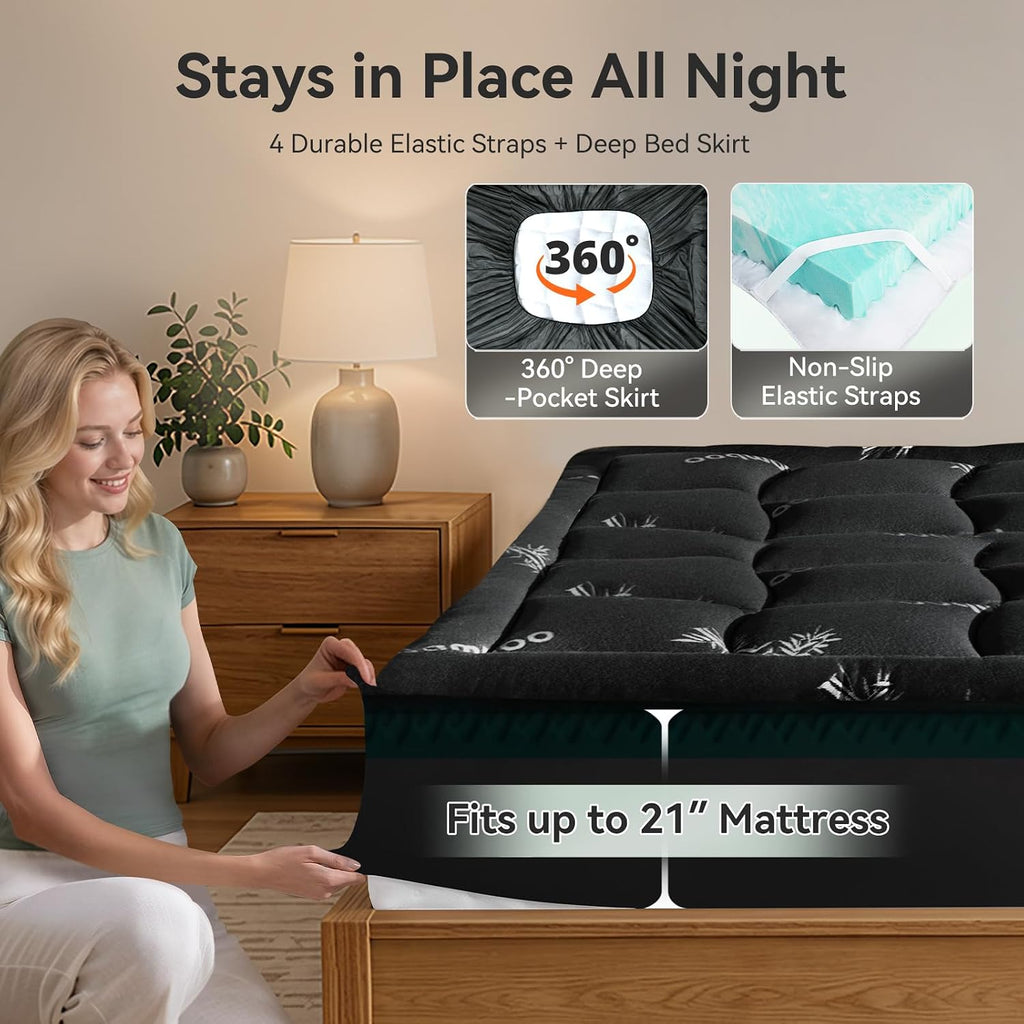 NiceSleepPlusLife Dual Layer 4 Inch Full Size Mattress Topper - 2" Gel Cooling Memory Foam and 2" Ultra Soft Pillow Top, Viscose Made from…