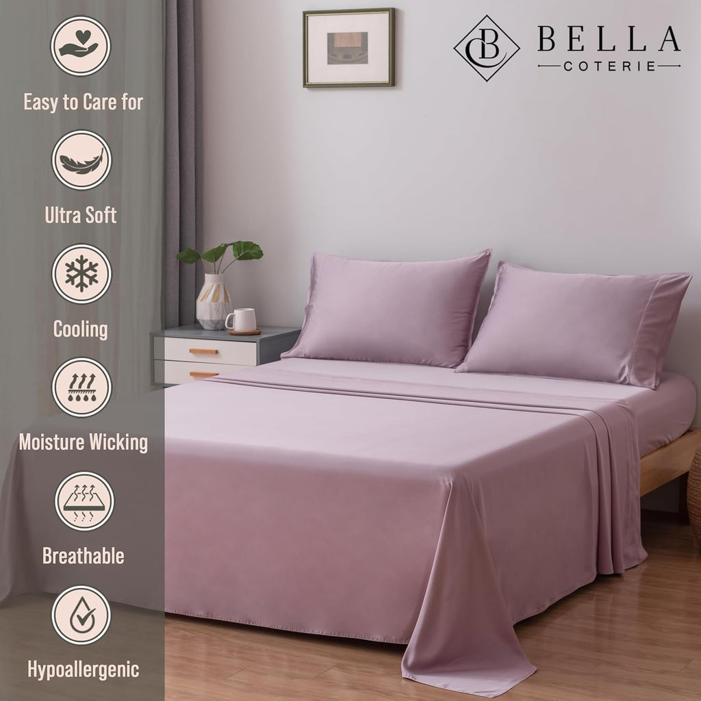 Bella Coterie Luxury Bamboo Viscose Split King Size Sheet Set | 2 Fitted Sheets for Sleep Number & Adjustable Beds | 100% Organically…