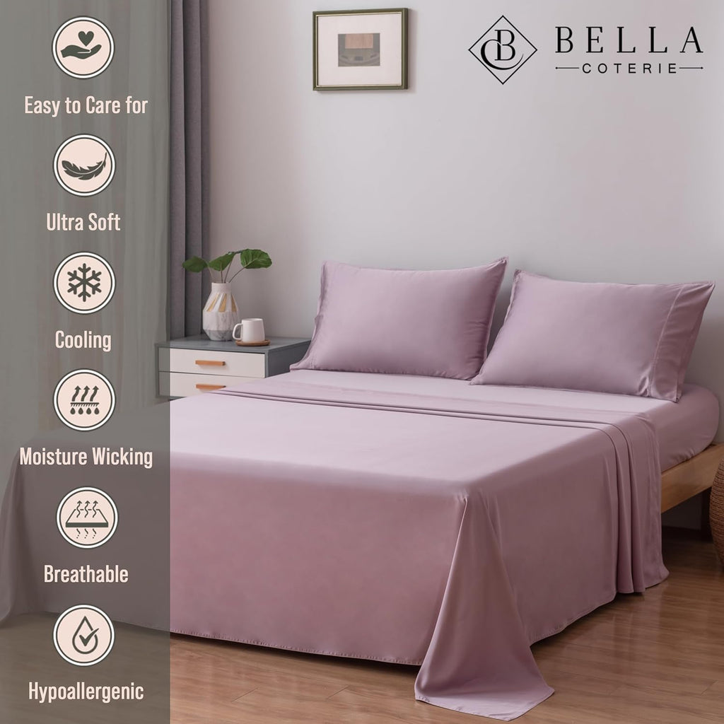 Bella Coterie Luxury Bamboo Viscose King Size Sheet Set | 100% Organically Grown | Ultra Soft | Cooling for Hot Sleepers | 18" Deep…