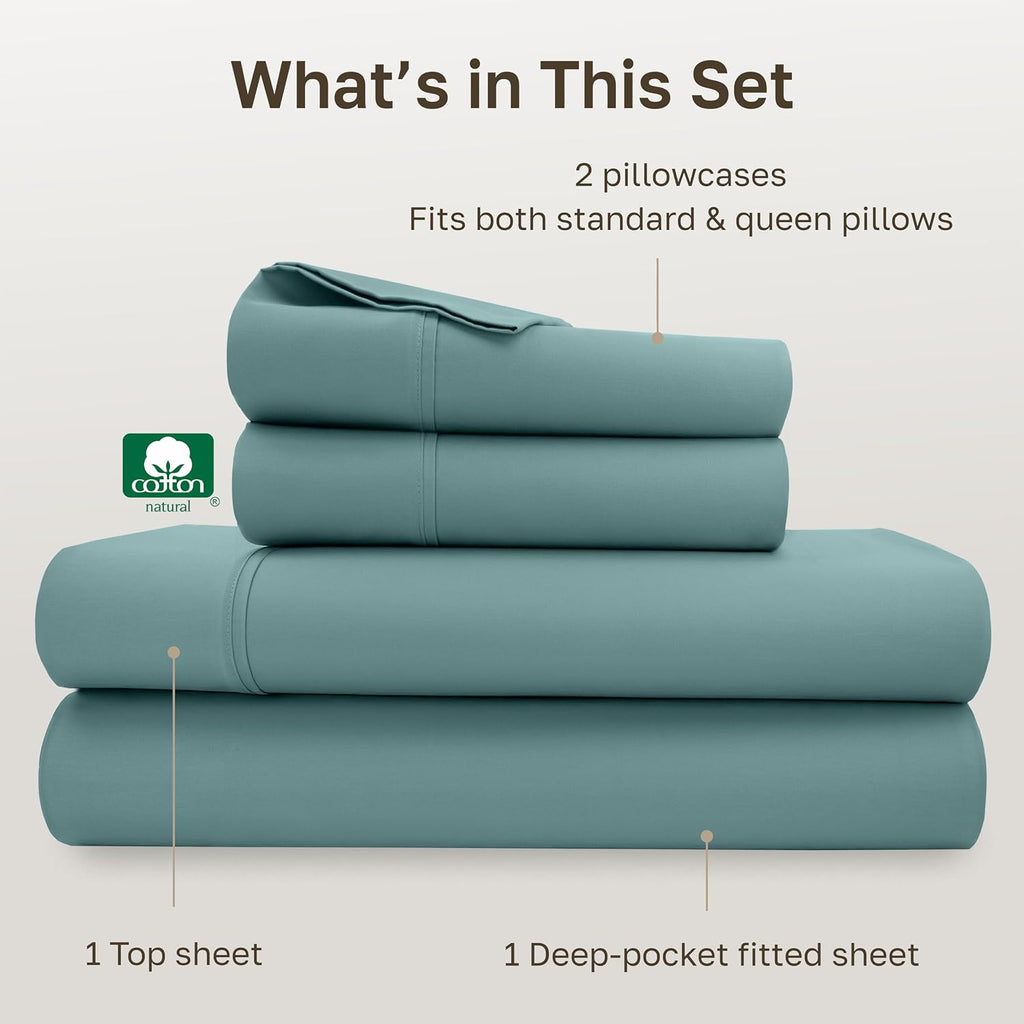 CaliforniaDesignDen California Design Den Soft 100% Cotton Sheets Queen Size Set, 400 Thread Count Good Housekeeping Award Winner, Silky Sm…