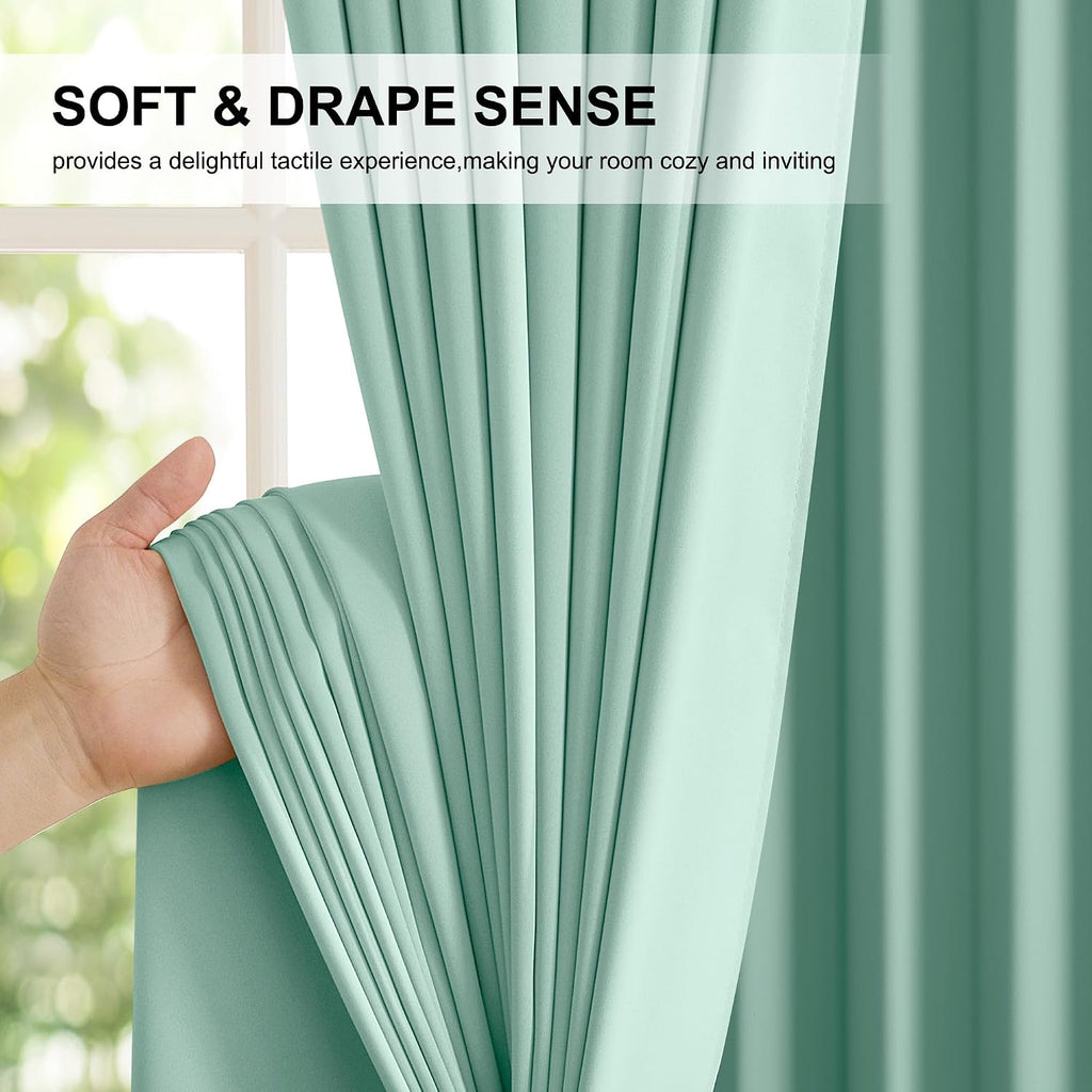 Nicetown Aqua Blue 52x84 Inch 100% Blackout Curtains, 2 Panels Energy Smart & Noise Blocking Out Drapes for Living Room Window, Thermal Ins…