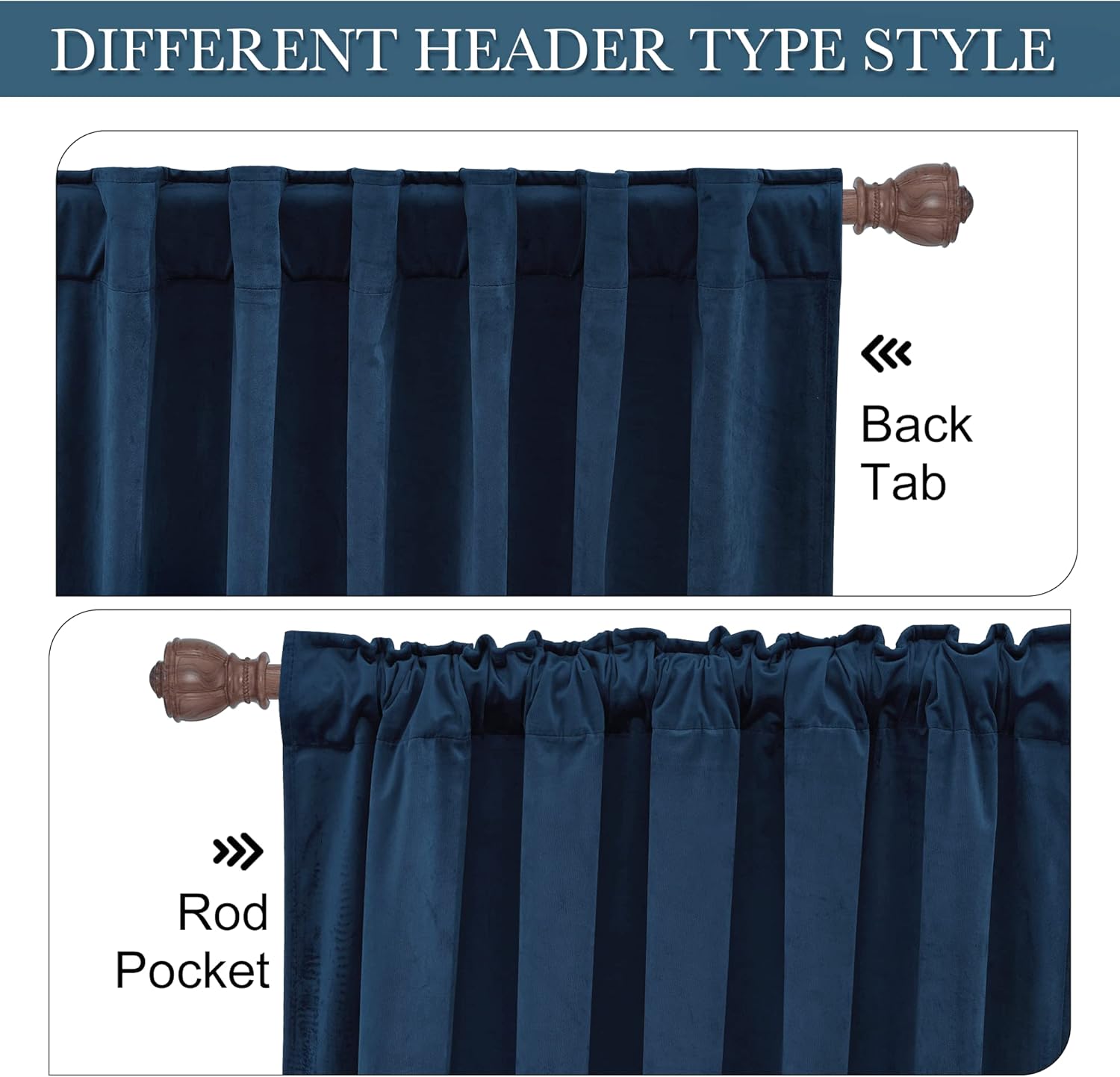 Rybhome RYB HOME Blue Velvet Curtains 84 inches - Blackout Curtains for Living Room, Thermal Insulated Noise Reducing Panels Soft Luxury Wi…