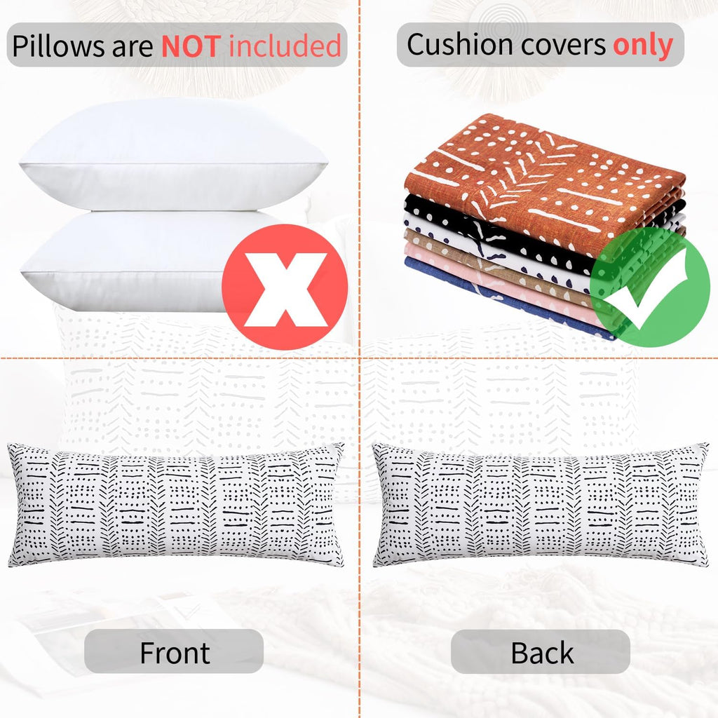 BONSTRAP White Boho Body Pillows Covers Decorative Long Lumbar Accent Throw Pillow Covers Large Queen 20x54 1 Piece for Bed Sleeping…