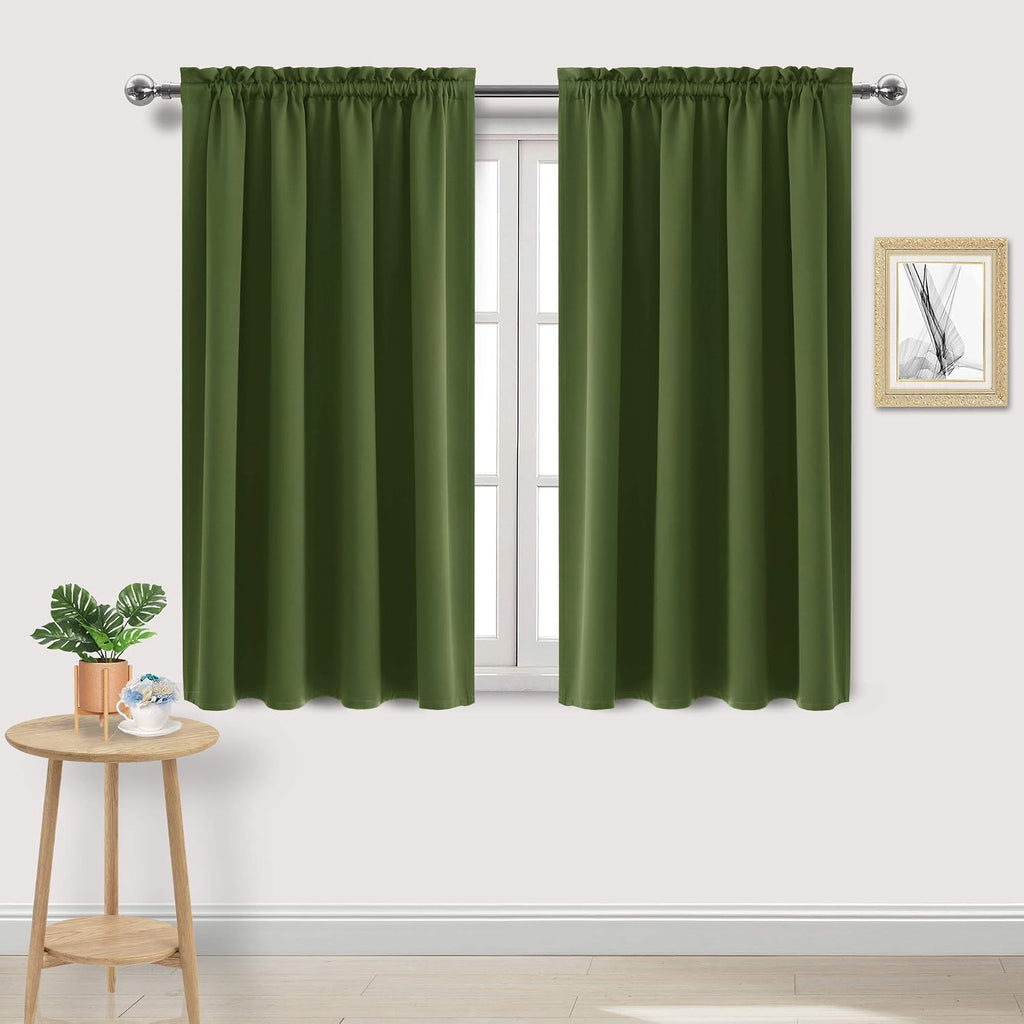 Dwcn Olive Green Room Darkening Blackout Curtains - Thermal Insulated Privacy Energy Saving Window Curtain Drapes 52 x 54 inch Length, Set…