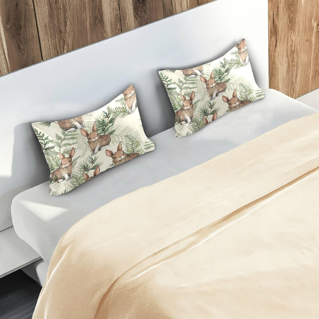 YETTASBIN Easter Bunny Satin Pillowcase, Soft Breathable Silk Pillow Case with Envelope Closure for Hair and Skin, Standard Size 26 x 20…