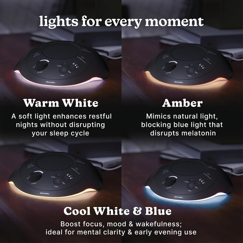Homedics Sleep Better Portable Sound Machine, Night Light,12 Soothing Sounds Including White Noise, Rain, and Thunderstorm…