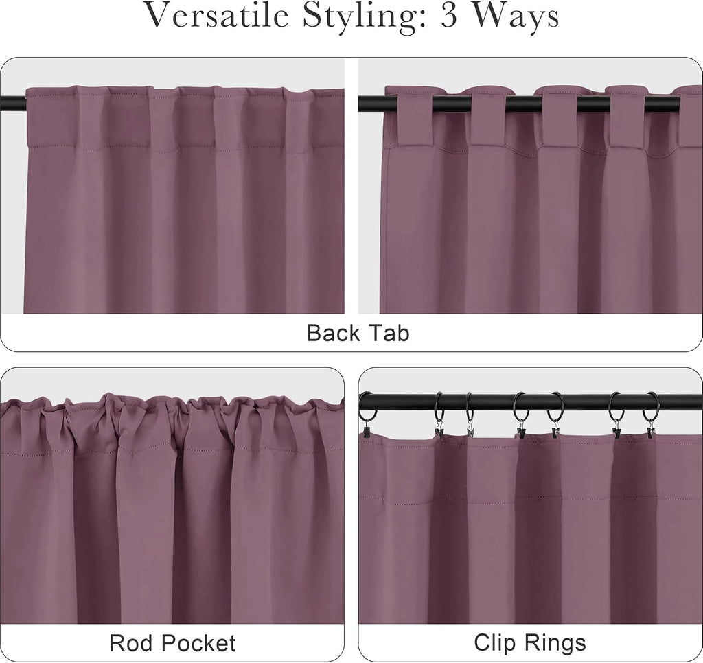 Ponydance PONY DANCE - Window Curtains - 42 inch W by 45 L Dusty Rose Thermal Insulated Curtain Drapes Light Filter Energy Efficient Modern…