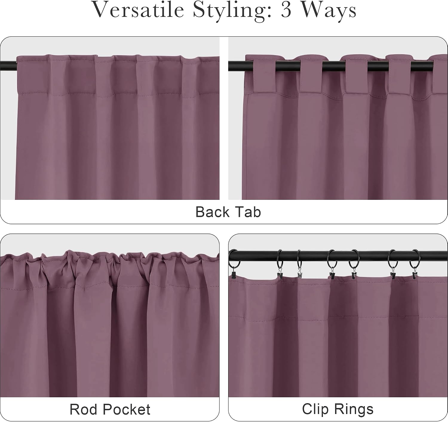 Ponydance PONY DANCE - Window Curtains - 42 inch W by 45 L Dusty Rose Thermal Insulated Curtain Drapes Light Filter Energy Efficient Modern…
