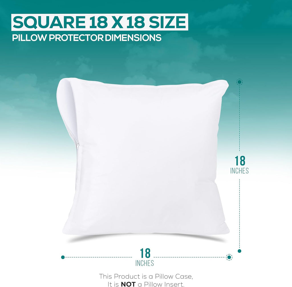 Utopiabedding Utopia Bedding Waterproof Throw Pillow Protectors (No Pillow Inserts) with Zipper 18 x 18 Inches (2 Pack, White), Bed Bug Pro…