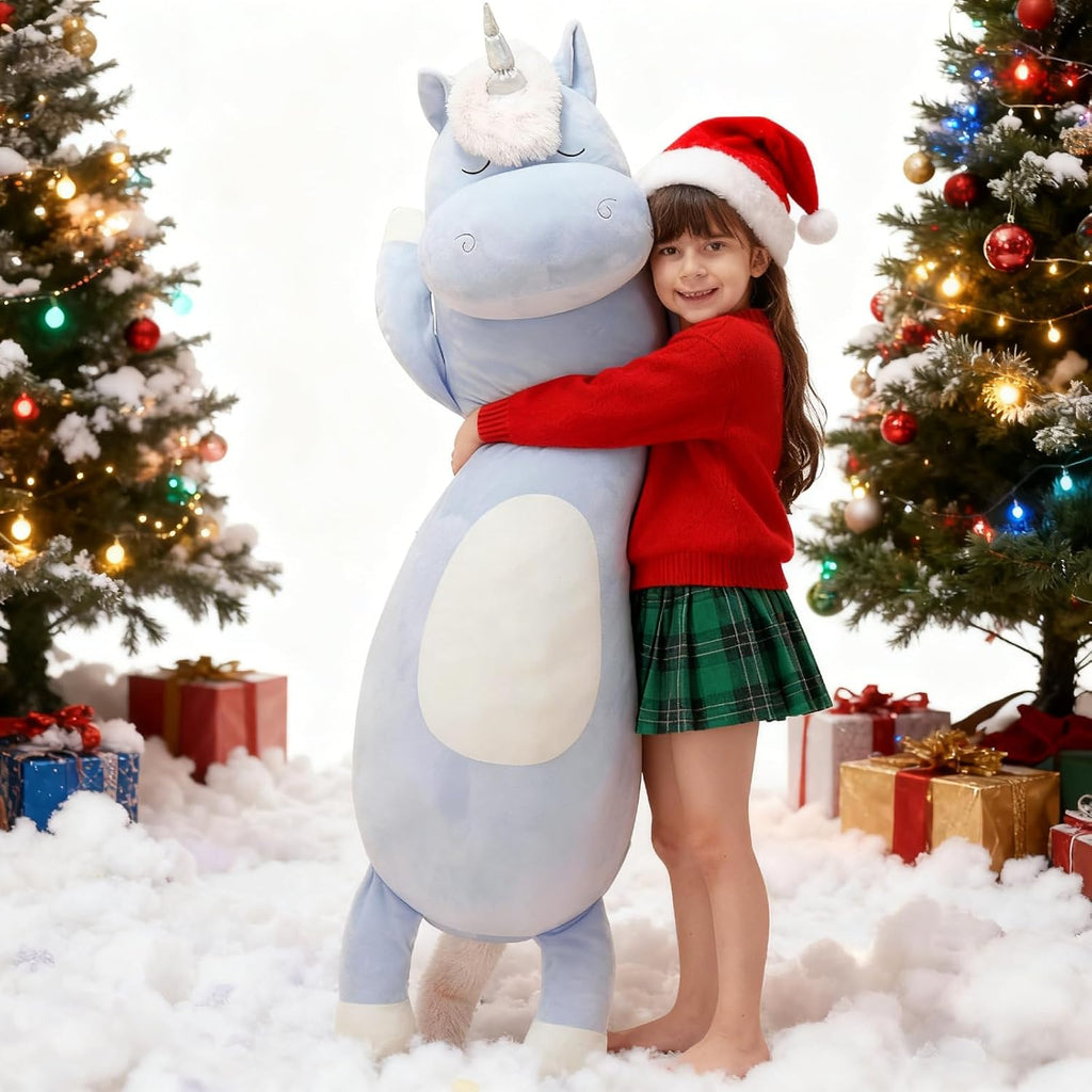 MorisMos Giant Unicorn Stuffed Animal 4 Feet, 51 in Long Plush Unicorn Body Pillow for Girl Boy, Cute Kid Pillow for Adult, Big Hugging…