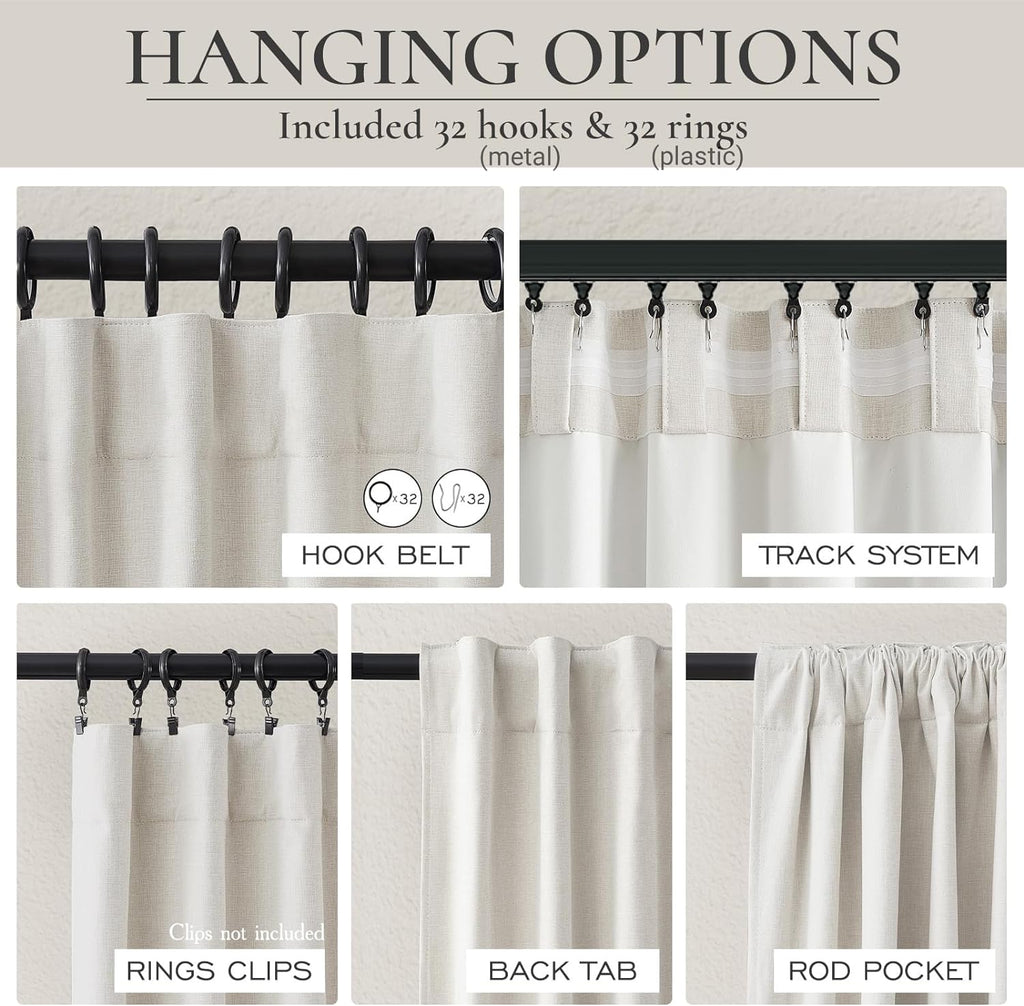 Qjmydeco Short Linen Blackout Curtains for Bedroom 45 Inches Length 2 Panels Set, Kitchen/Bathroom Curtains for 42 Inch Small Window, Heat…