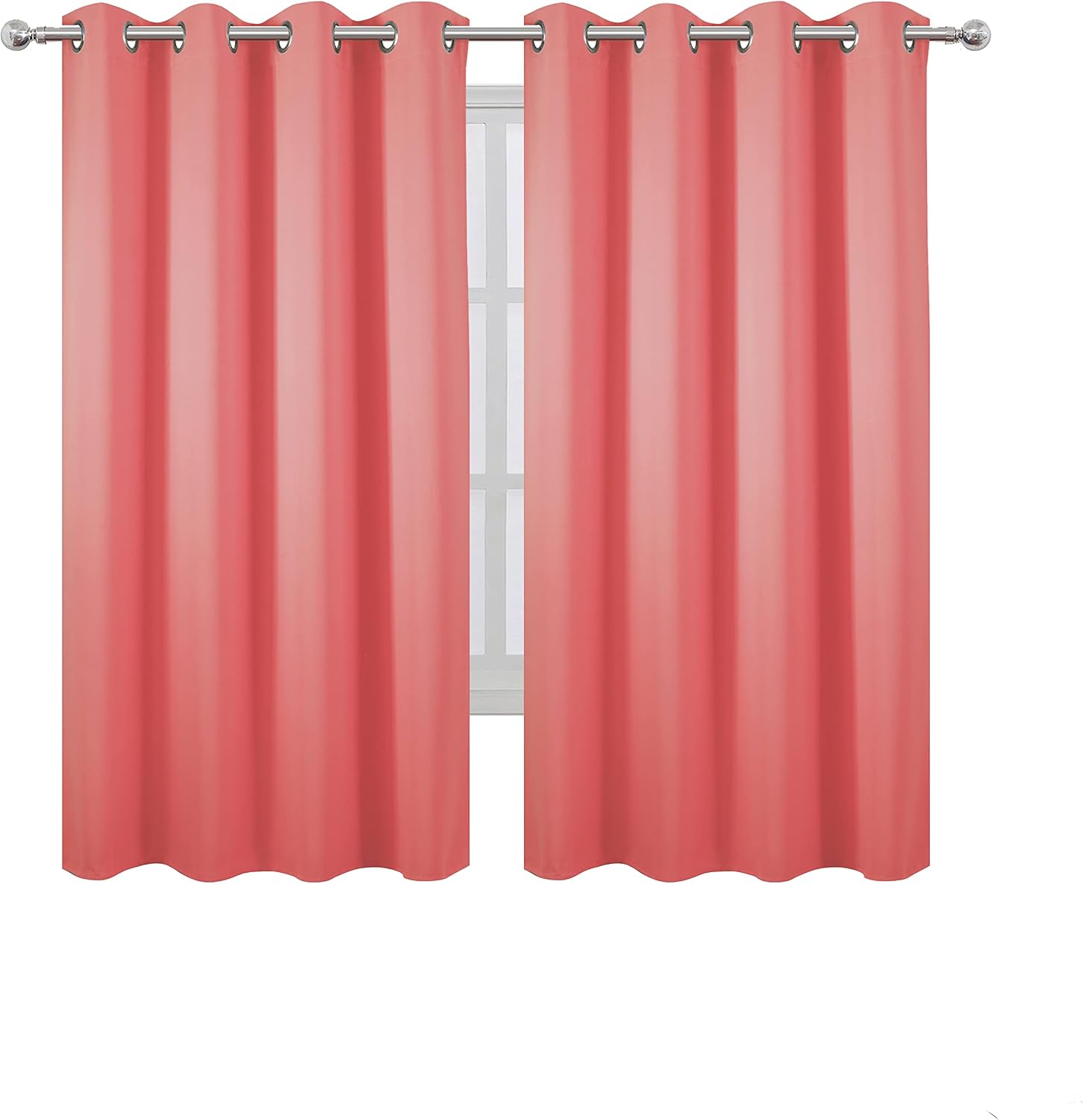 Lemomo Coral Blackout Curtains 52 x 63 Inch Length/Set of 2 Curtain Panels/Thermal Insulated Room Darkening Blackout Curtains for Bedroom 6…