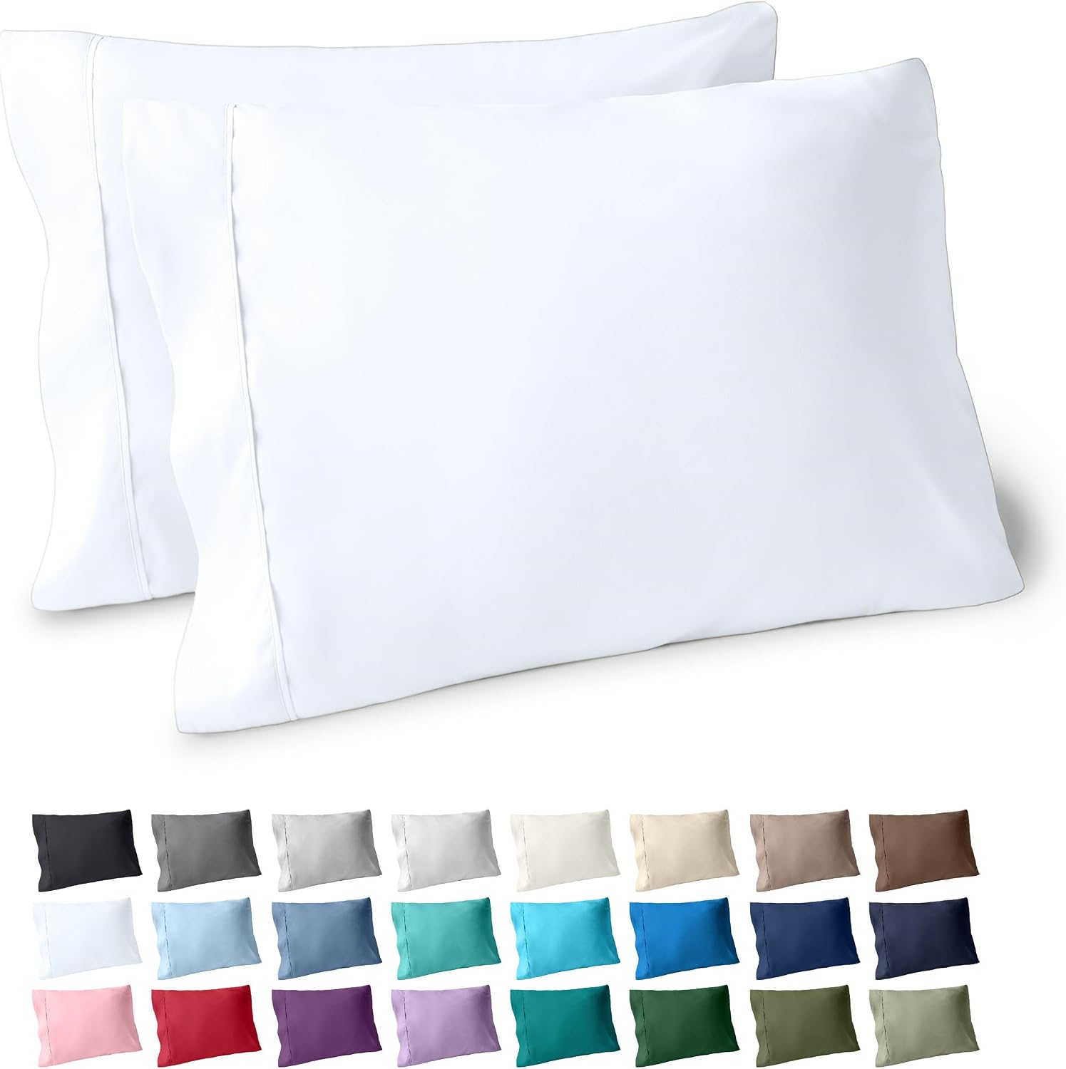 BareHome Bare Home Microfiber Pillow Cases - King Size Set of 2 - Cooling Pillowcases - Double Brushed - White Pillowcases 2 Pack - Easy Ca…