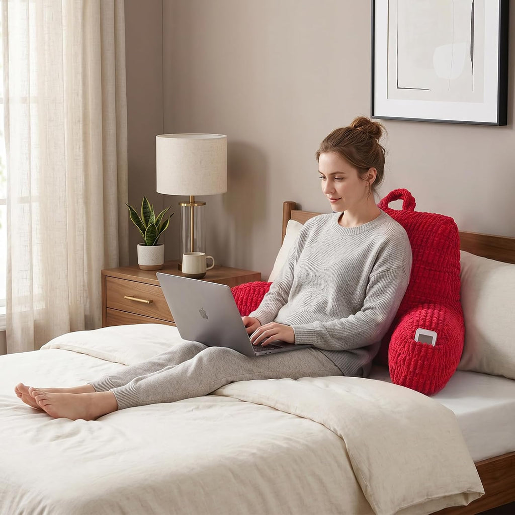 Pajeo Extra Large Sitting Pillow for Bed,19" Reading Pillow for Sitting Up with Arms, Oeko-TEX Certified Sturdy Backrest for Couch & Floor S…