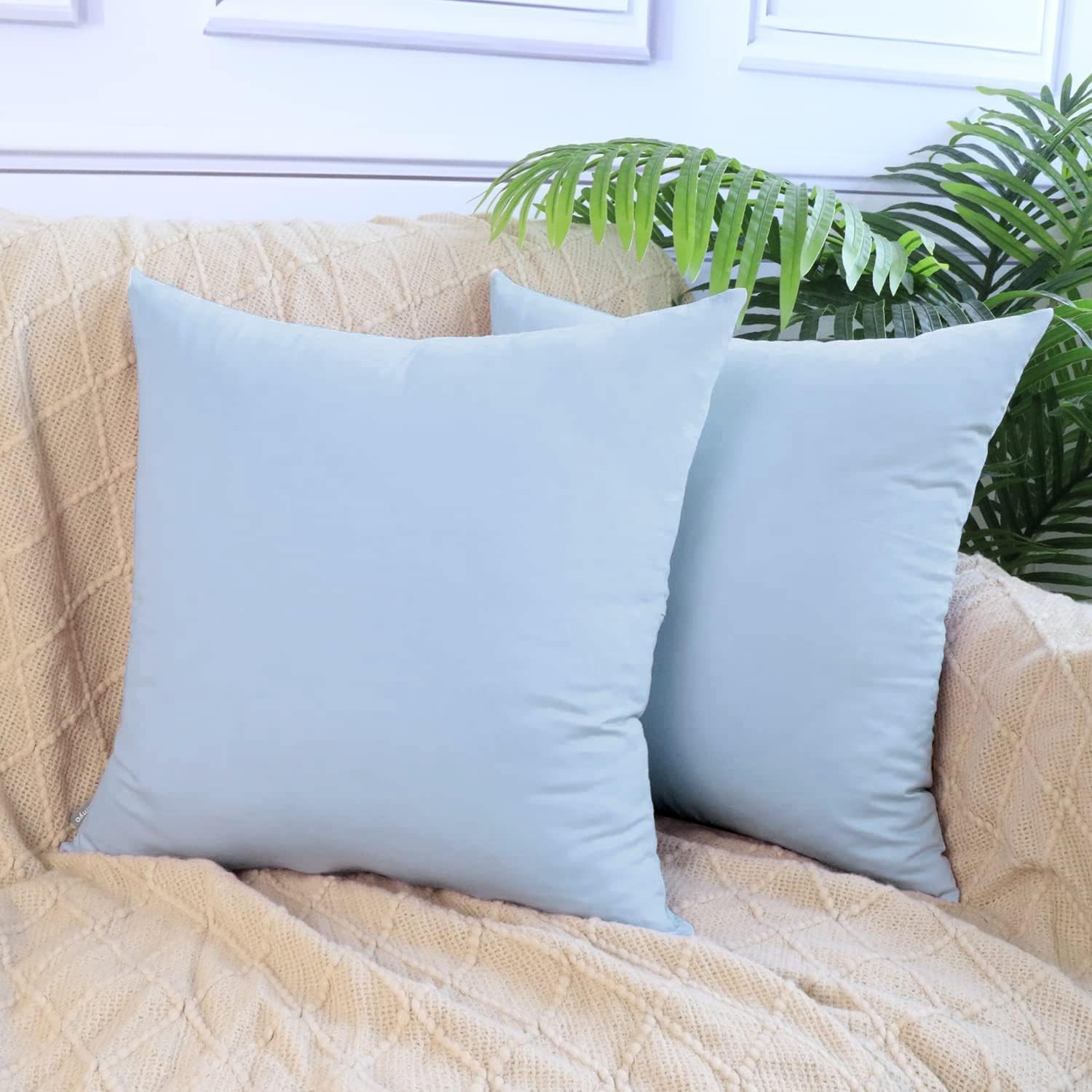 Thmyo 4-Pack 100% Cotton Comfortable Solid Decorative Throw Pillow Case, Square Cushion Cover Pillowcase Sublimation Blank Pillow Covers DI…