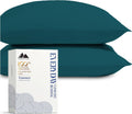Mayfair Linen 100% Organic Cotton Percale Pillow Cases Queen/Standard Size Set of 2 - Percale Pillowcovers Standard/Queen (Teal), Soft…