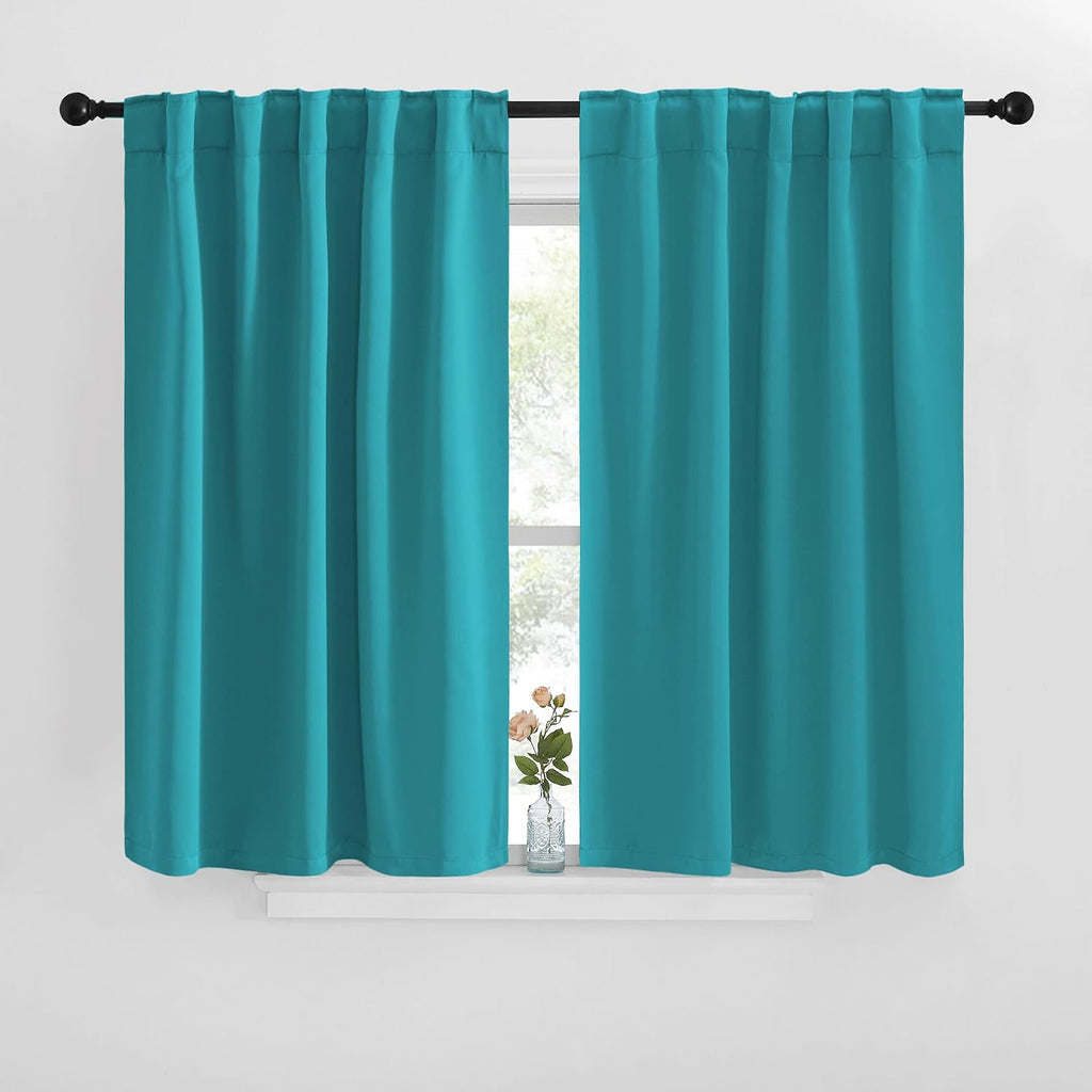 NICETOWN Blackout Curtains and Drapes for Kitchen - (Peacock Teal Color) 42 inches Wide by 40 inches Long, 2 Panels Set, Thermal…