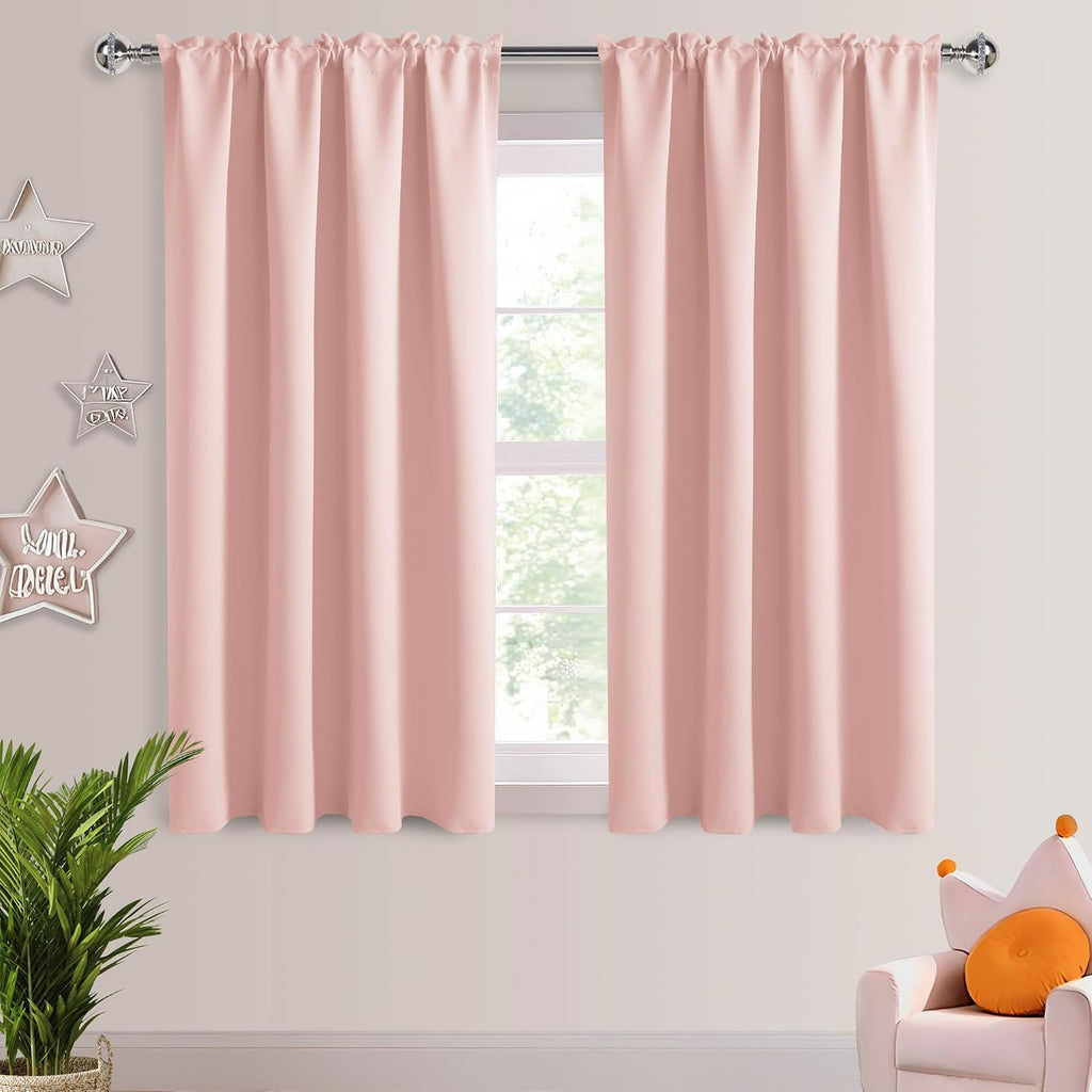 DWCN Blackout Curtains – Thermal Insulated, Energy Saving & Noise Reducing Bedroom and Living Room Curtains, Blush Pink, W 42x L 54 Inch…
