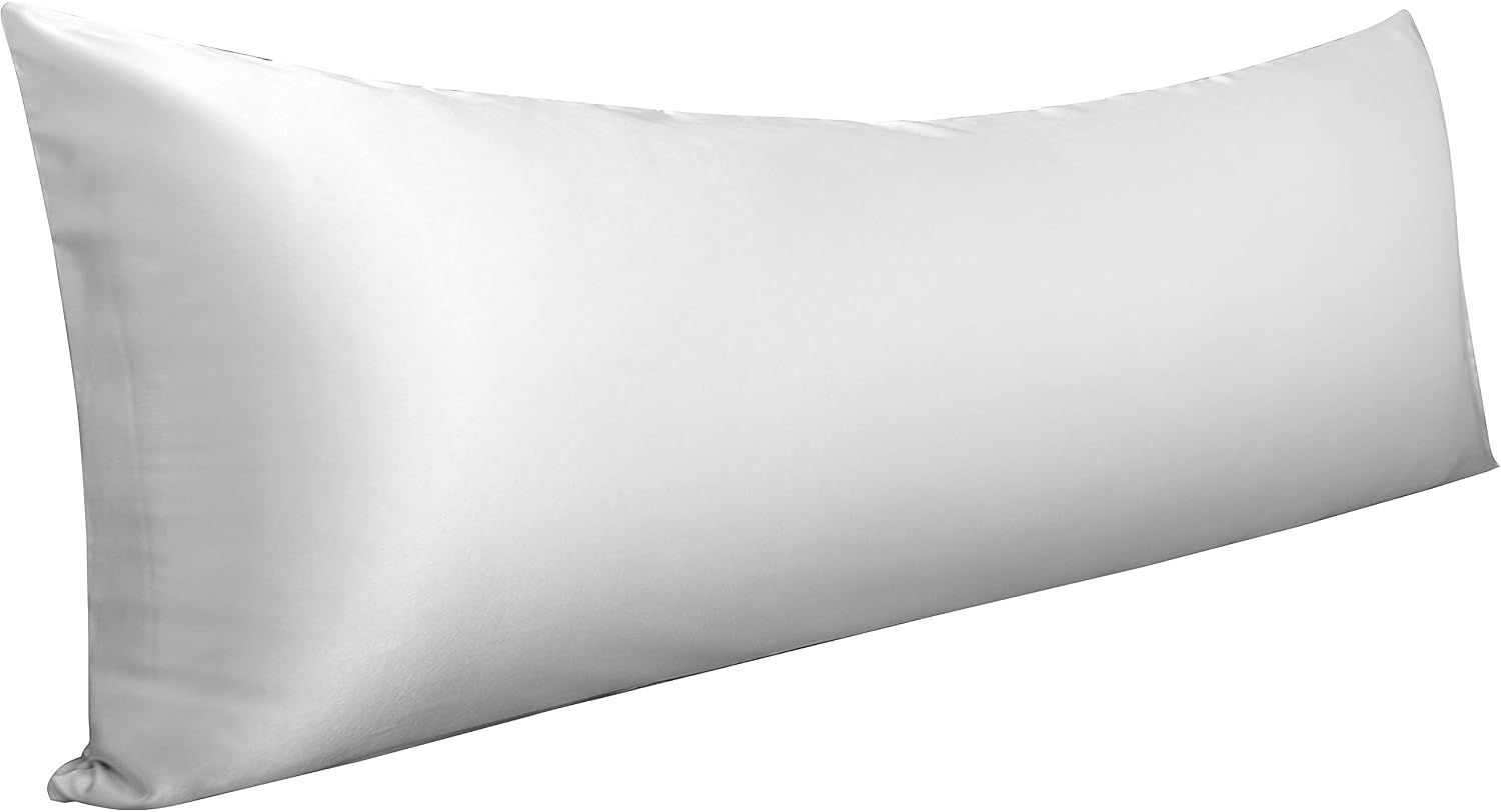Ntbay Satin Body Pillowcase for Hair and Skin, Luxurious and Silky Pillow case with Envelope Closure, 20x54 Inches, Silver Grey 54 Inches S…