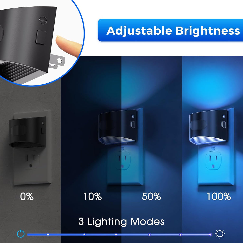 L LOHAS LED Night Light with Motion Sensor & Dusk to Dawn Sensor, Night Lights Plug into Wall with 30-100lm Adjustable Brightness…